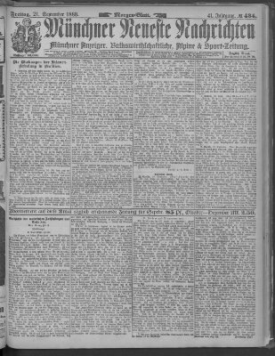Münchner neueste Nachrichten Freitag 21. September 1888