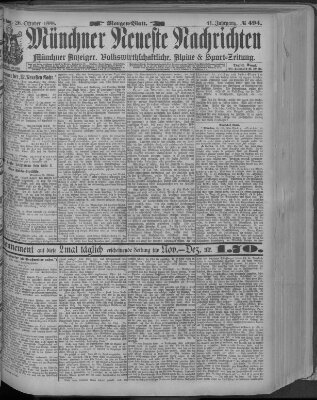 Münchner neueste Nachrichten Freitag 26. Oktober 1888