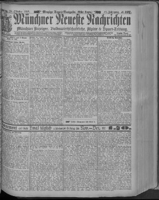 Münchner neueste Nachrichten Sonntag 28. Oktober 1888