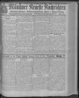 Münchner neueste Nachrichten Sonntag 25. November 1888