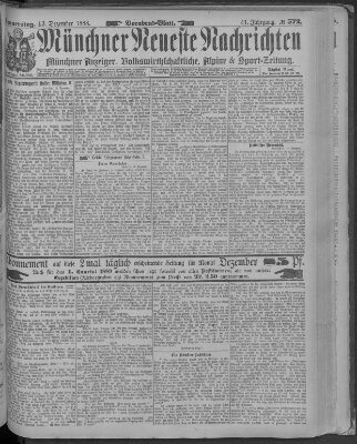 Münchner neueste Nachrichten Donnerstag 13. Dezember 1888