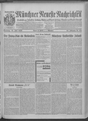 Münchner neueste Nachrichten Sonntag 16. Juni 1929