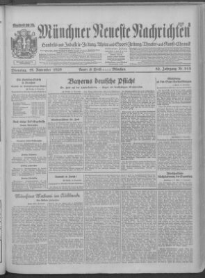 Münchner neueste Nachrichten Dienstag 19. November 1929