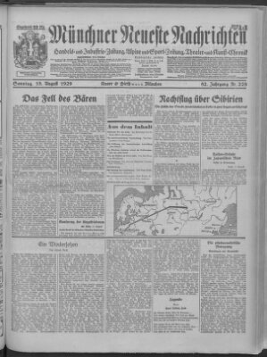 Münchner neueste Nachrichten Sonntag 18. August 1929