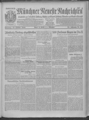 Münchner neueste Nachrichten Dienstag 22. Oktober 1929