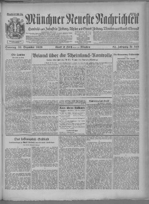 Münchner neueste Nachrichten Sonntag 22. Dezember 1929