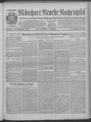 Münchner neueste Nachrichten Dienstag 17. September 1929