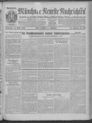 Münchner neueste Nachrichten Samstag 12. April 1930