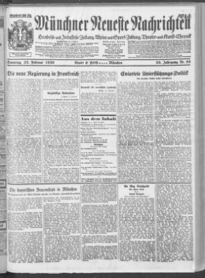 Münchner neueste Nachrichten Sonntag 23. Februar 1930