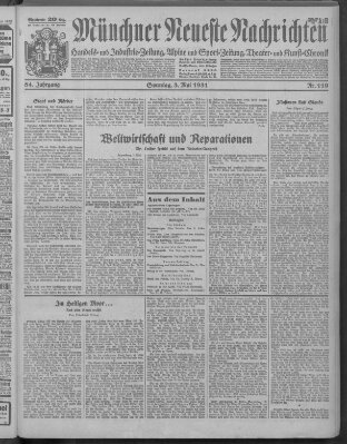Münchner neueste Nachrichten Sonntag 3. Mai 1931