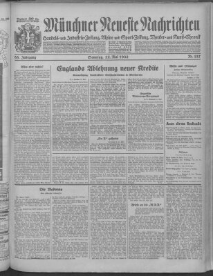 Münchner neueste Nachrichten Sonntag 22. Mai 1932