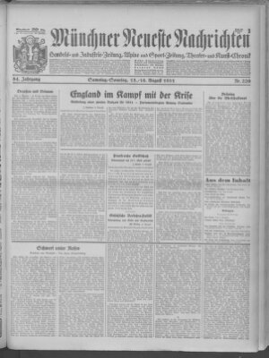 Münchner neueste Nachrichten Sonntag 16. August 1931
