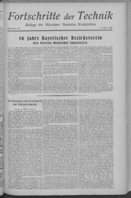 Fortschritte der Technik (Münchner neueste Nachrichten) Sonntag 9. Mai 1926