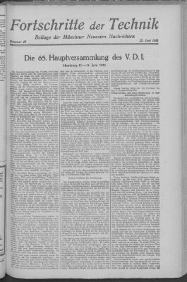 Fortschritte der Technik (Münchner neueste Nachrichten) Sonntag 27. Juni 1926