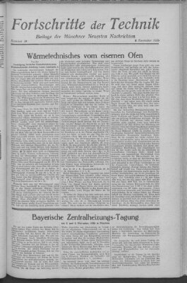 Fortschritte der Technik (Münchner neueste Nachrichten) Samstag 6. November 1926
