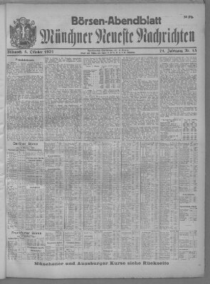 Münchner neueste Nachrichten Mittwoch 5. Oktober 1921