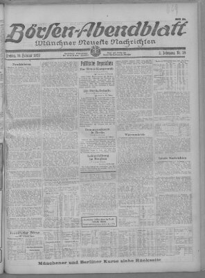 Münchner neueste Nachrichten Freitag 10. Februar 1922
