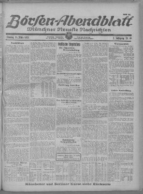Münchner neueste Nachrichten Montag 13. März 1922
