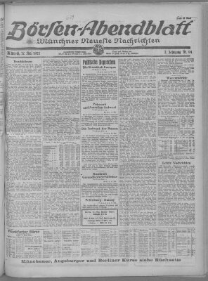 Münchner neueste Nachrichten Mittwoch 17. Mai 1922