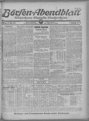 Münchner neueste Nachrichten Montag 22. Mai 1922