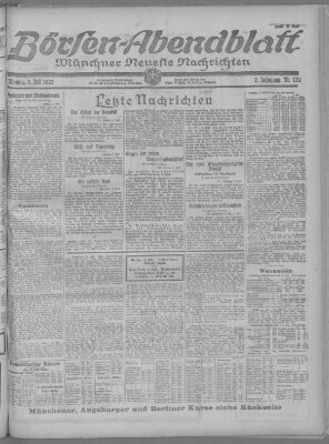 Münchner neueste Nachrichten Montag 3. Juli 1922