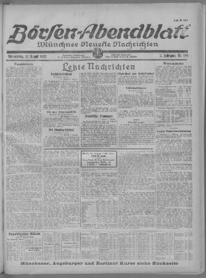 Münchner neueste Nachrichten Donnerstag 17. August 1922