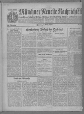 Münchner neueste Nachrichten Sonntag 1. März 1931