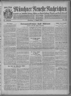 Münchner neueste Nachrichten Sonntag 7. August 1932