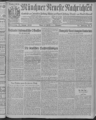 Münchner neueste Nachrichten Donnerstag 10. Januar 1929