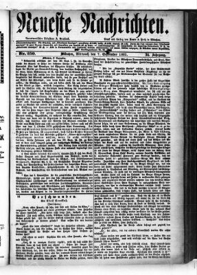 Neueste Nachrichten (Münchner neueste Nachrichten) Mittwoch 7. September 1881