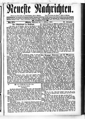 Neueste Nachrichten (Münchner neueste Nachrichten) Mittwoch 5. Oktober 1881
