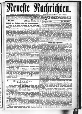 Neueste Nachrichten (Münchner neueste Nachrichten) Dienstag 8. November 1881