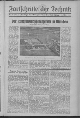 Fortschritte der Technik (Münchner neueste Nachrichten) Sonntag 23. März 1930