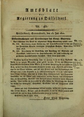 Amtsblatt für den Regierungsbezirk Düsseldorf Samstag 15. Juli 1820
