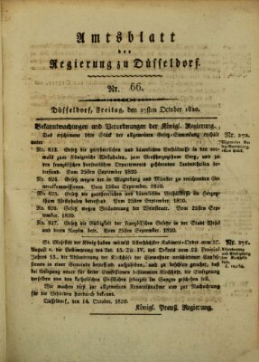 Amtsblatt für den Regierungsbezirk Düsseldorf Freitag 27. Oktober 1820