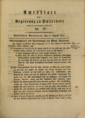 Amtsblatt für den Regierungsbezirk Düsseldorf Samstag 25. August 1821