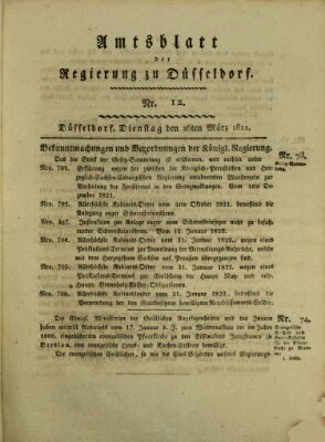 Amtsblatt für den Regierungsbezirk Düsseldorf Dienstag 26. März 1822