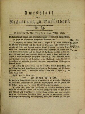 Amtsblatt für den Regierungsbezirk Düsseldorf Freitag 16. Mai 1823