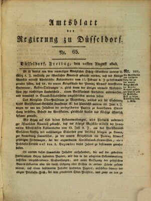 Amtsblatt für den Regierungsbezirk Düsseldorf Freitag 22. August 1823