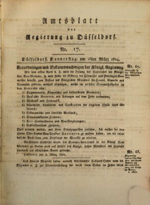 Amtsblatt für den Regierungsbezirk Düsseldorf Donnerstag 18. März 1824