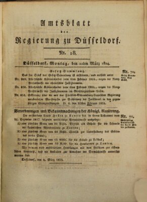 Amtsblatt für den Regierungsbezirk Düsseldorf Montag 22. März 1824
