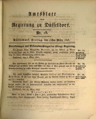 Amtsblatt für den Regierungsbezirk Düsseldorf Freitag 25. März 1825