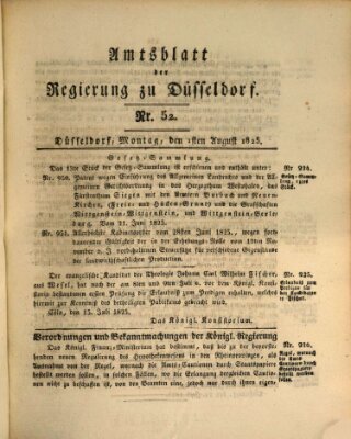 Amtsblatt für den Regierungsbezirk Düsseldorf Montag 1. August 1825