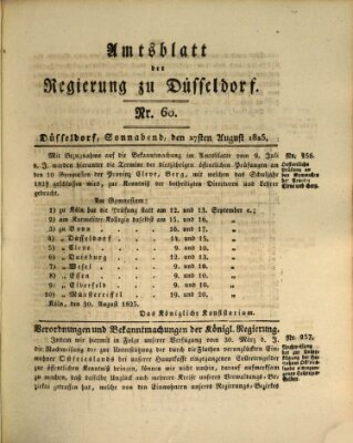 Amtsblatt für den Regierungsbezirk Düsseldorf Samstag 27. August 1825