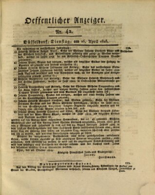 Amtsblatt für den Regierungsbezirk Düsseldorf Dienstag 26. April 1825