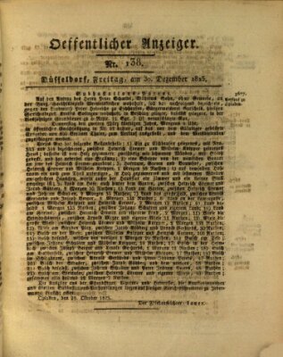 Amtsblatt für den Regierungsbezirk Düsseldorf Freitag 30. Dezember 1825