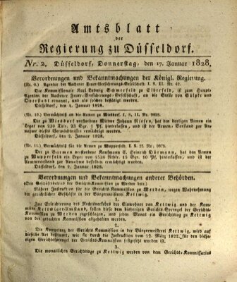 Amtsblatt für den Regierungsbezirk Düsseldorf Donnerstag 17. Januar 1828