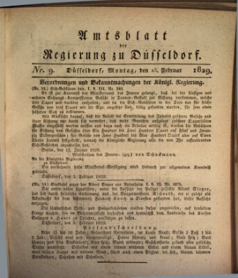 Amtsblatt für den Regierungsbezirk Düsseldorf Montag 23. Februar 1829