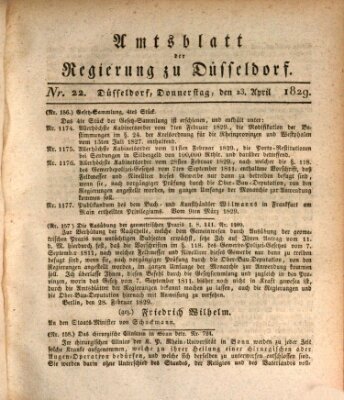 Amtsblatt für den Regierungsbezirk Düsseldorf Donnerstag 23. April 1829