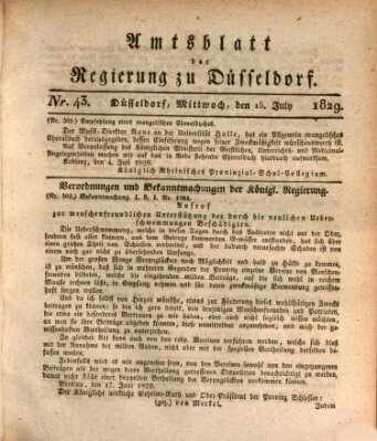 Amtsblatt für den Regierungsbezirk Düsseldorf Mittwoch 15. Juli 1829